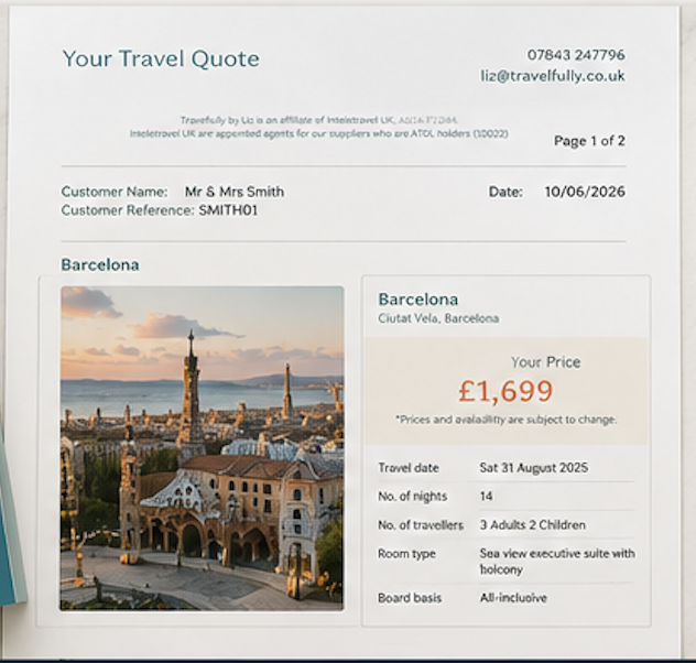 Travelfully travel enquiry and quotation form designed to streamline customer enquiries.