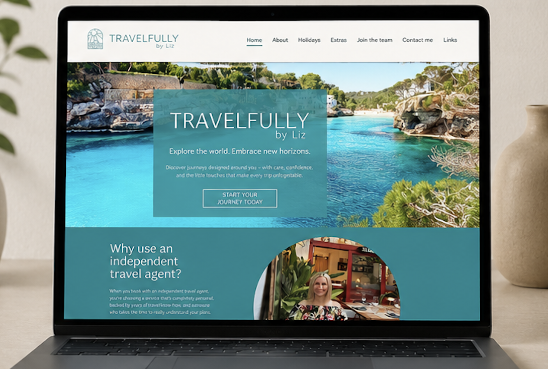 Homepage design for the Travelfully travel website.